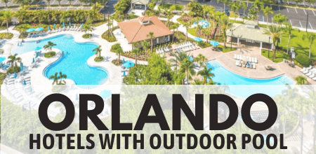 Family-friendly Orlando hotel rooms featuring outdoor pools